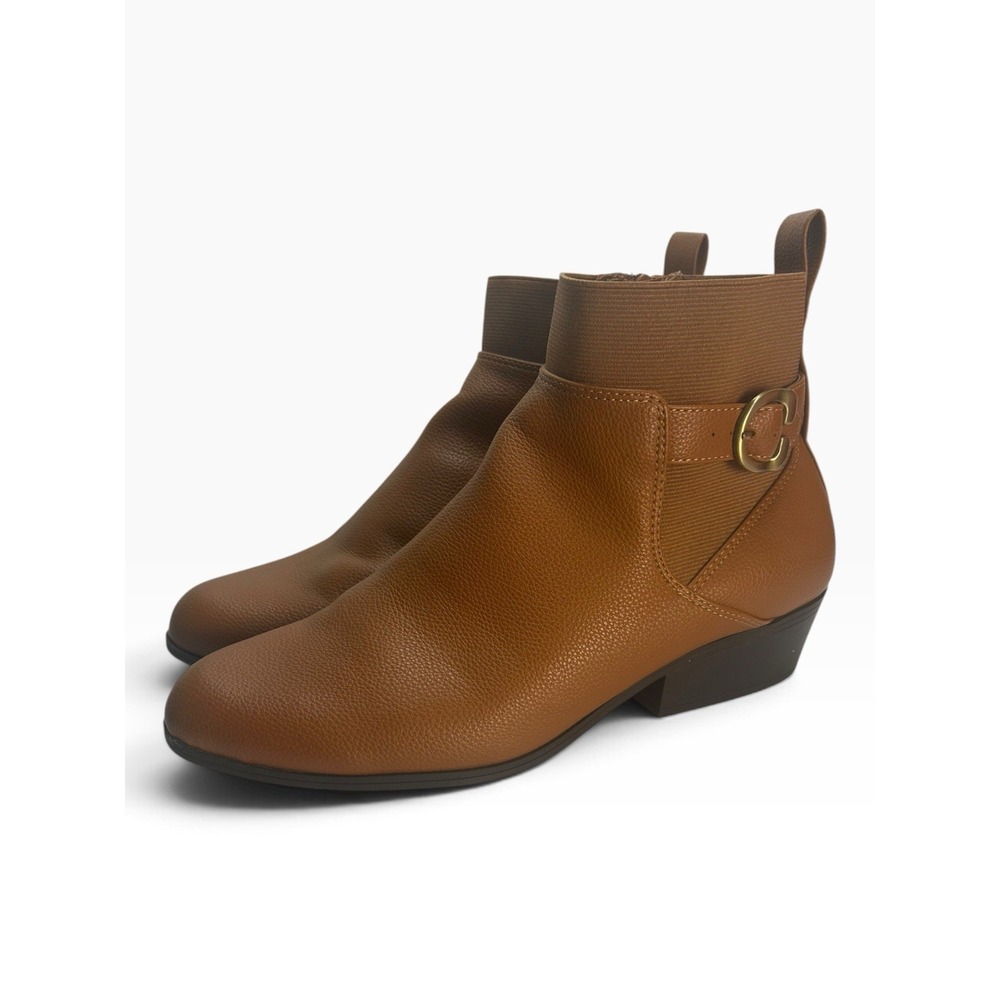 Aerosoles Women Wide Width Ankle Boot Cognac Size 9 Heeled Strap Bootie A2